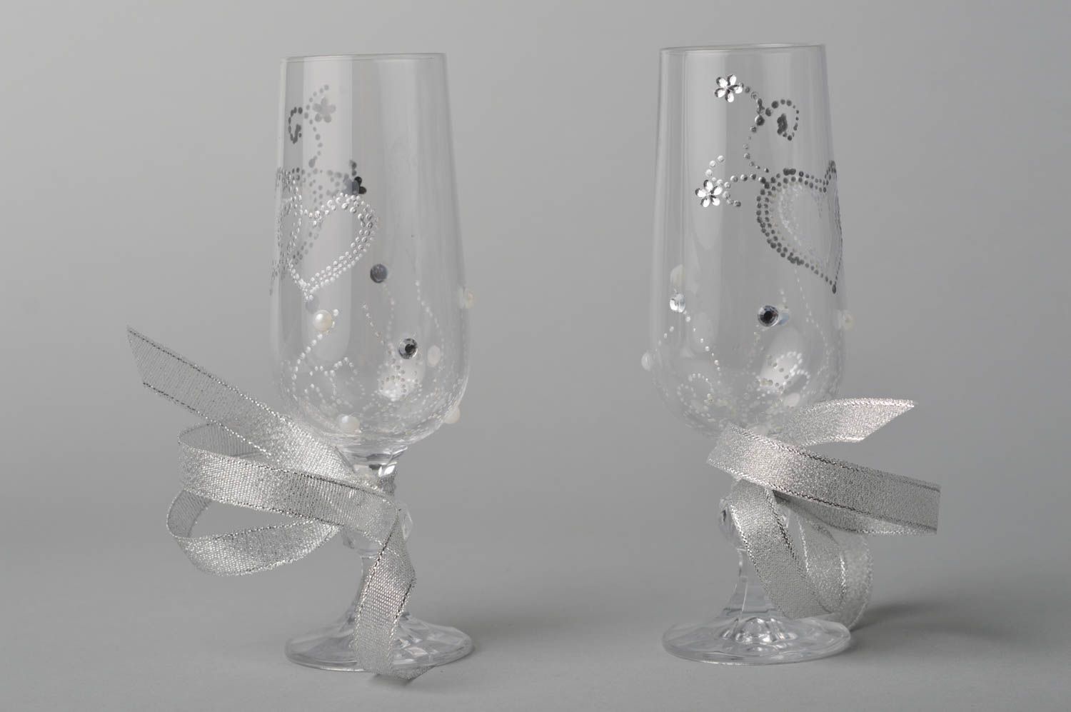 Handmade glasses wedding glasses for newlyweds wedding decor beautiful glasses photo 3