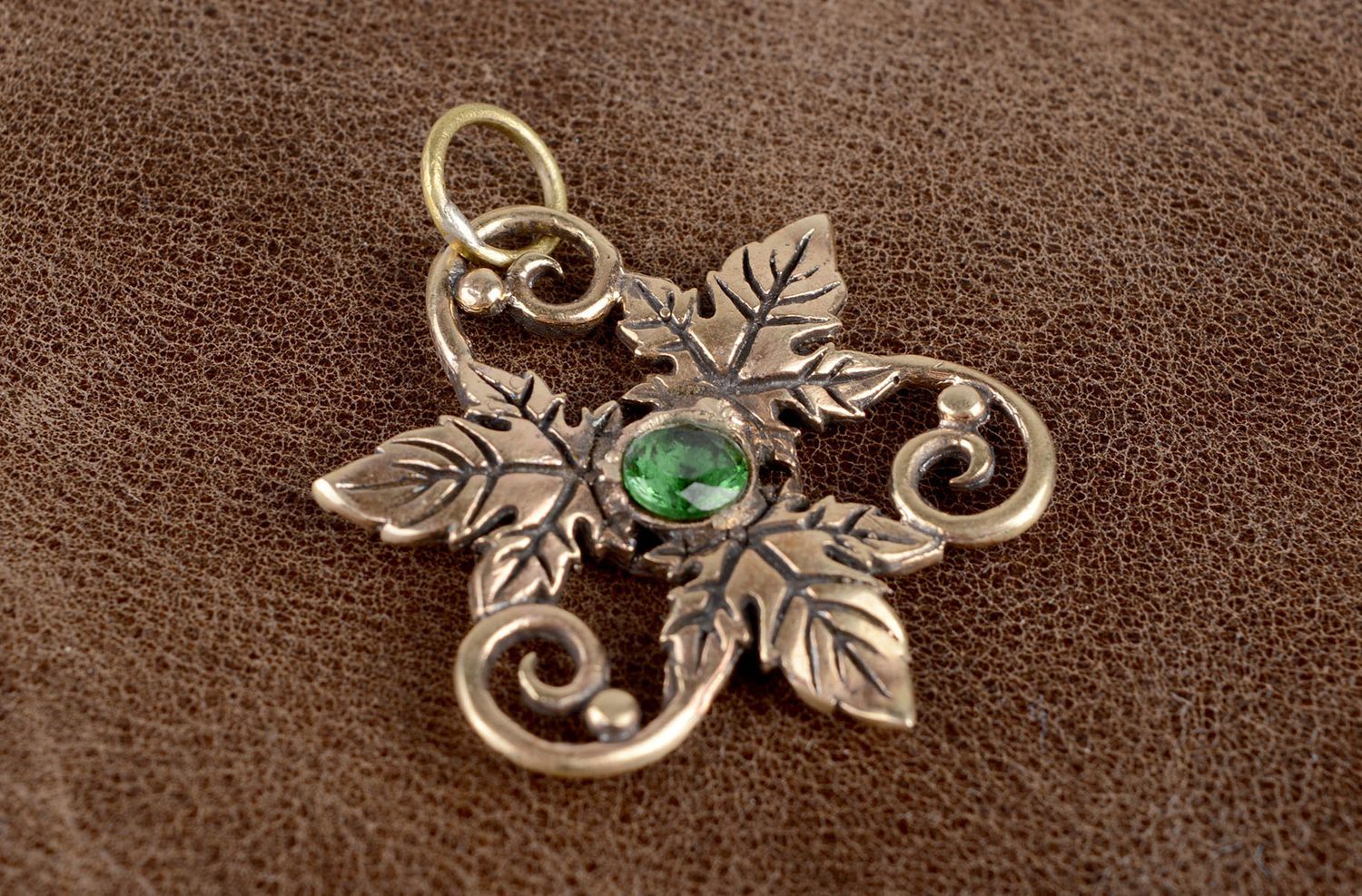 Handmade elegant metal pendant unusual bronze pendant stylish jewelry photo 1