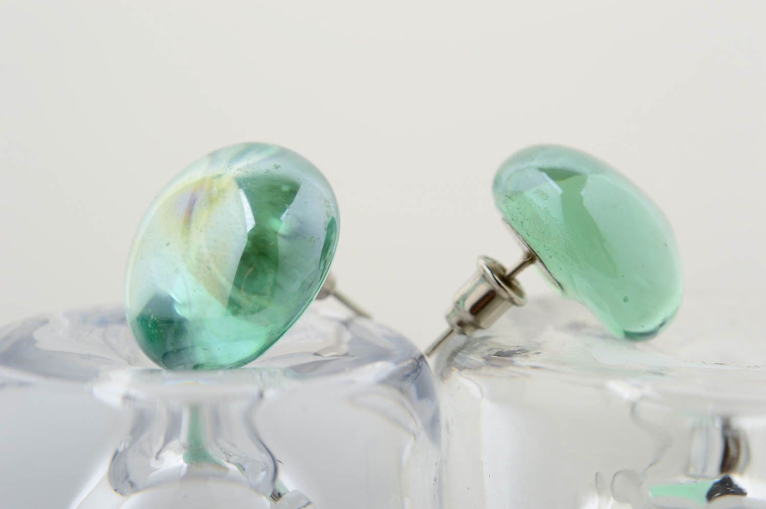 Unusual handmade glass earrings stud earrings glass art accessories for girls photo 1