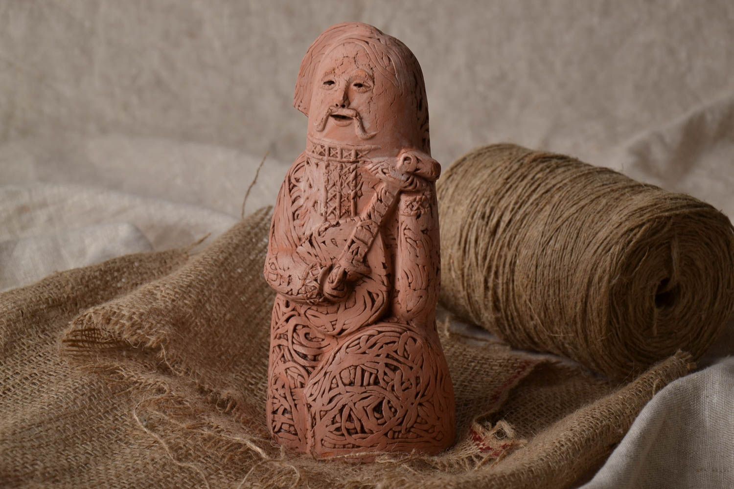 Handmade clay statuette Cossack photo 1