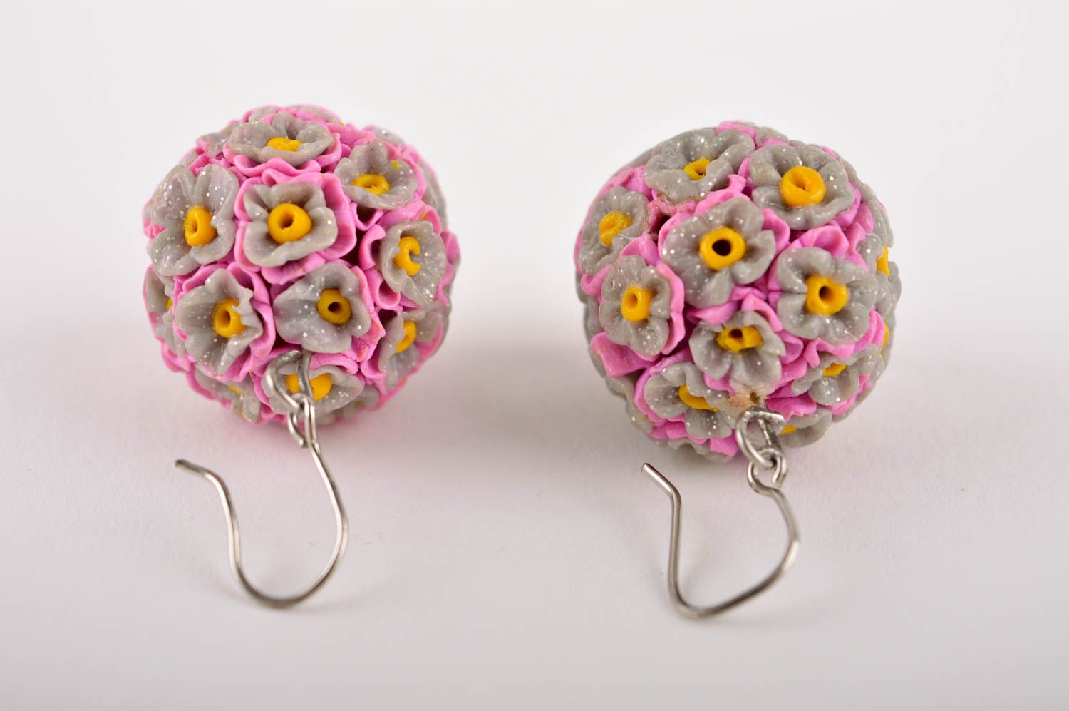 Handmade zarte rosa Blumen Ohrringe Polymer Schmuck Accessoire für Frauen foto 5