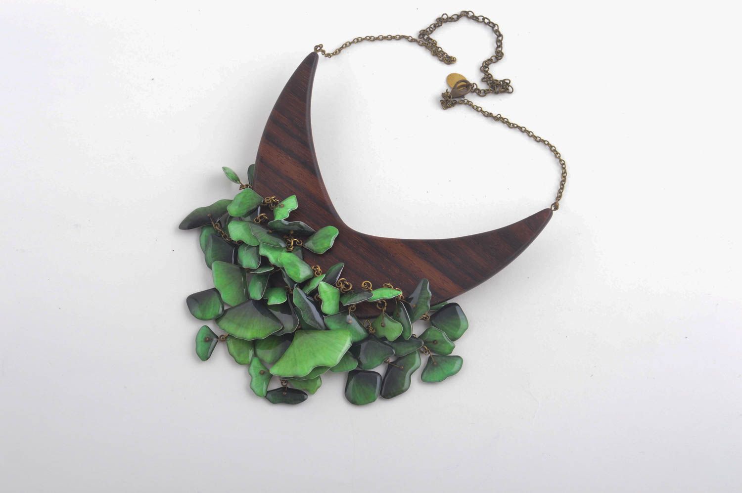 Handmade designer wooden necklace unusual stylish necklace elegant jewelry photo 3