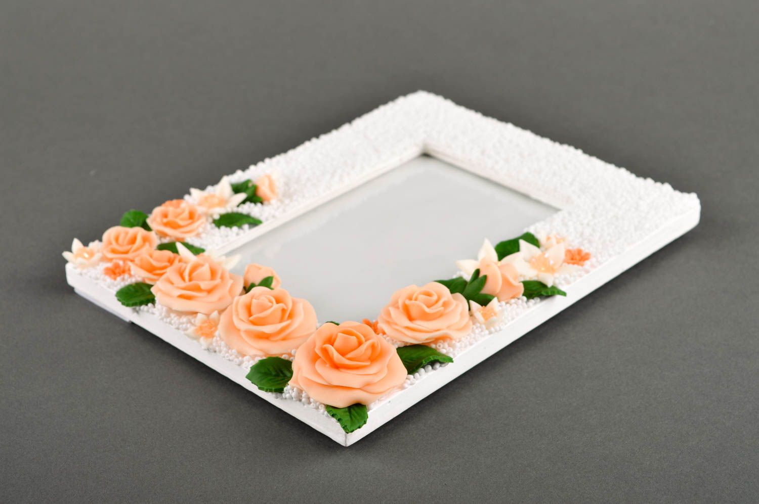 Handmade photo frame white wooden photo frame designer photo frame with roses photo 3