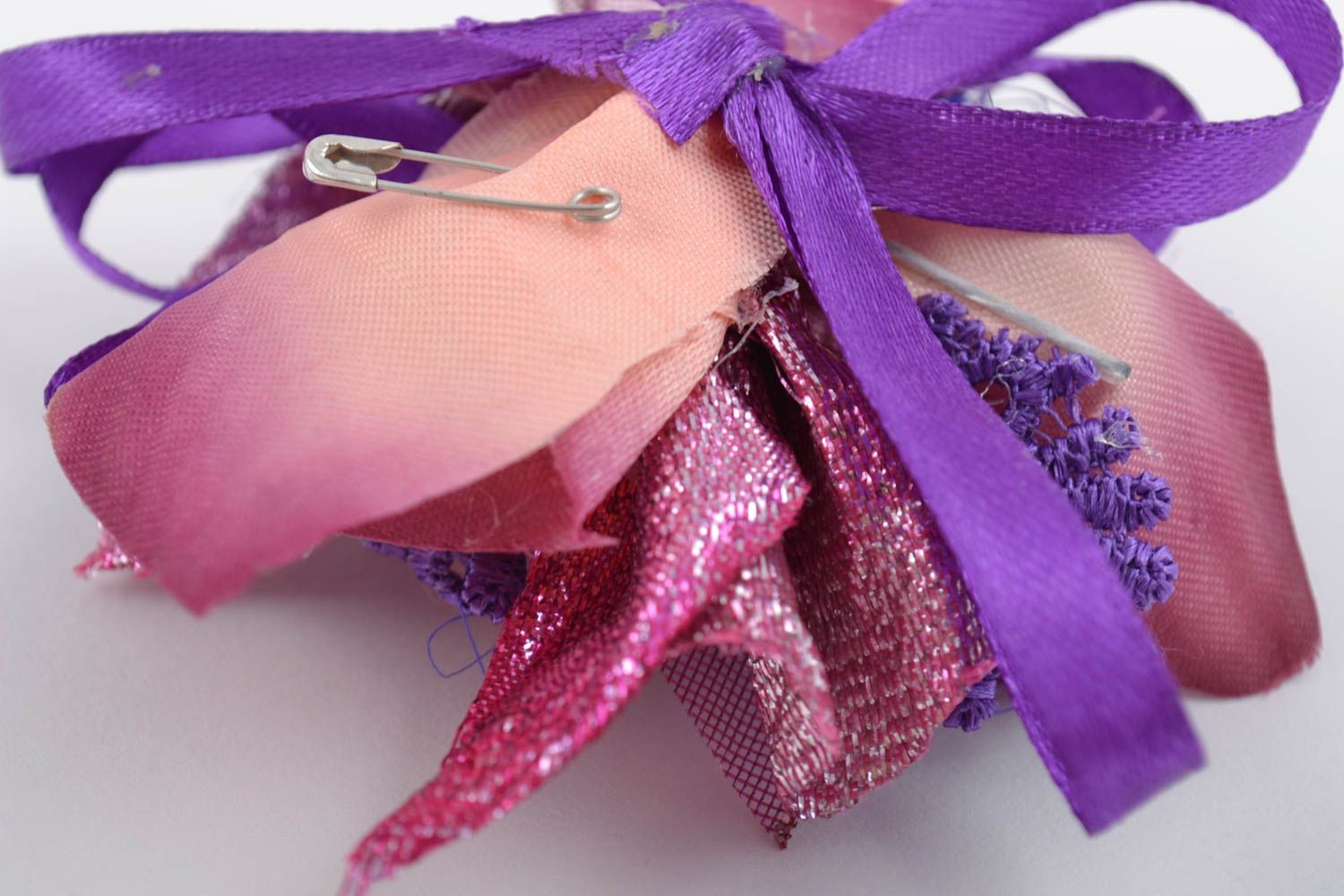 Handmade blank for jewelry with flowers beautiful purple designer hairpin photo 4