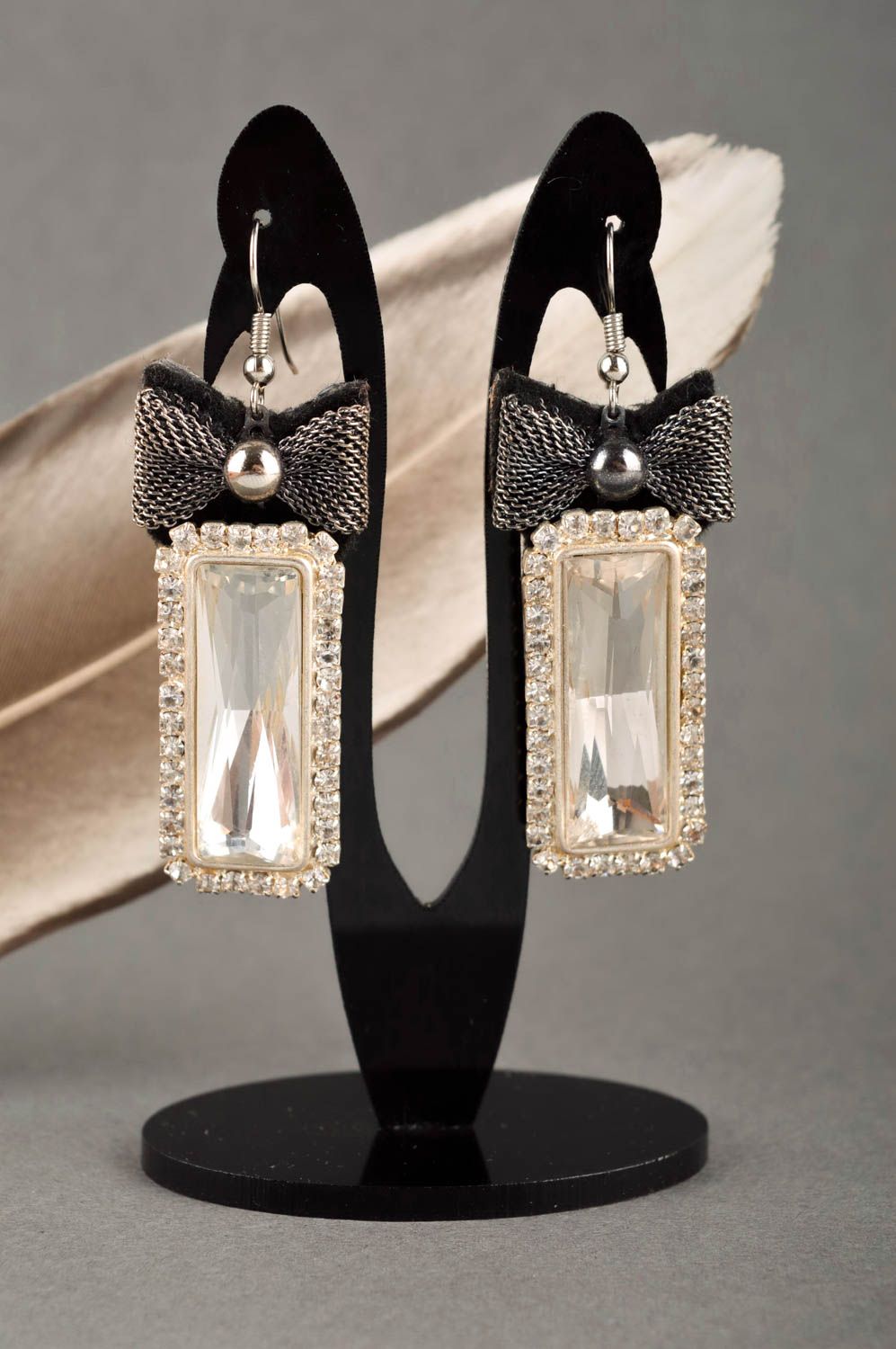 Long beaded earrings handmade earrings with crystal fashion jewelry for girls photo 1