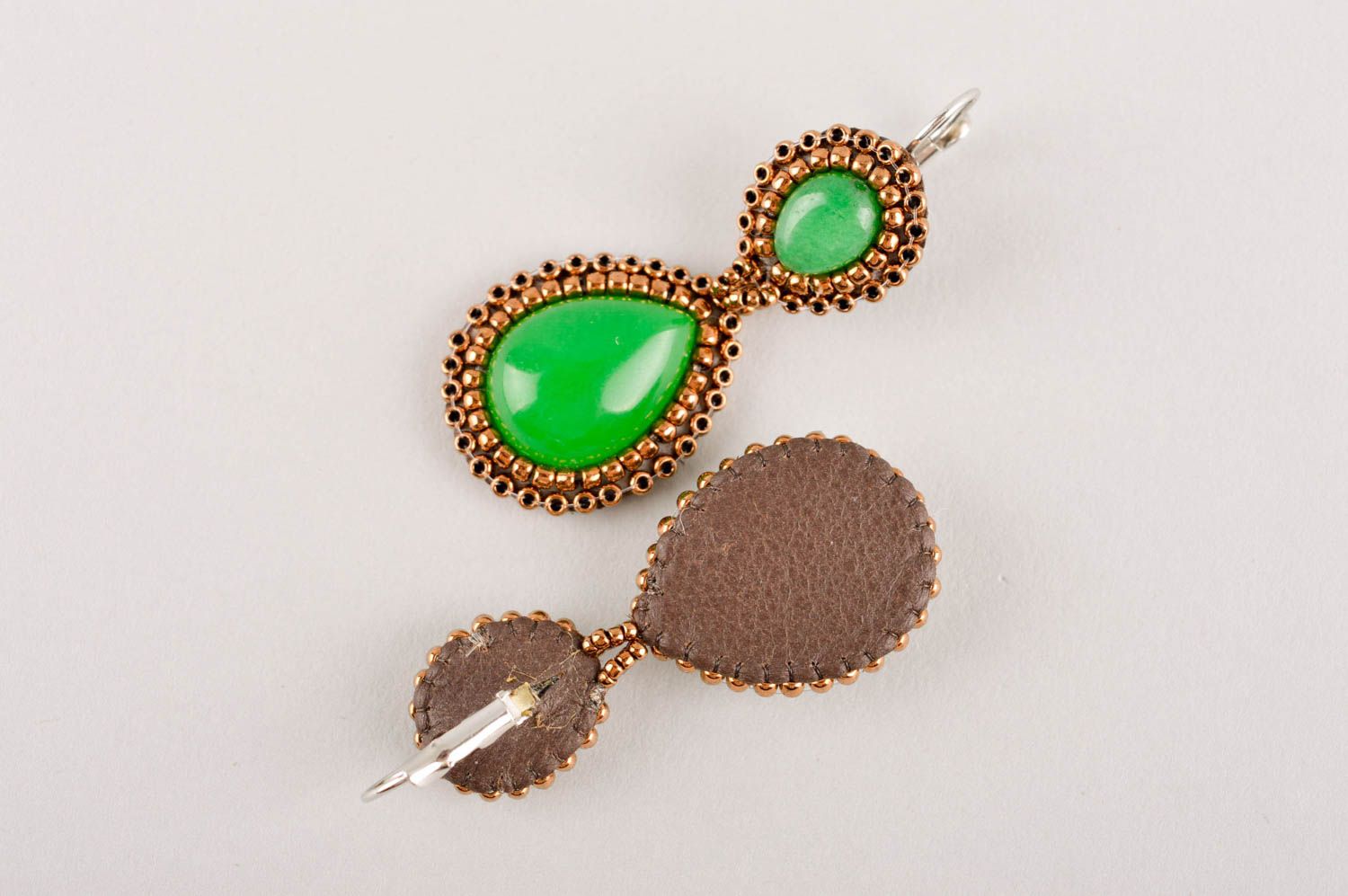 Handmade Ohrringe ausgefallener Ohrschmuck Ohrringe für Damen modisch grün foto 5