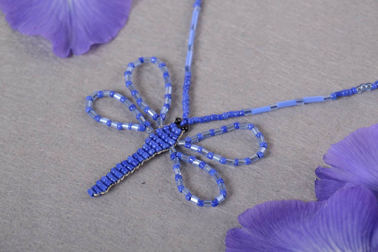 Bead necklace handcrafted jewelry dragonfly necklace gifts for kids photo 1