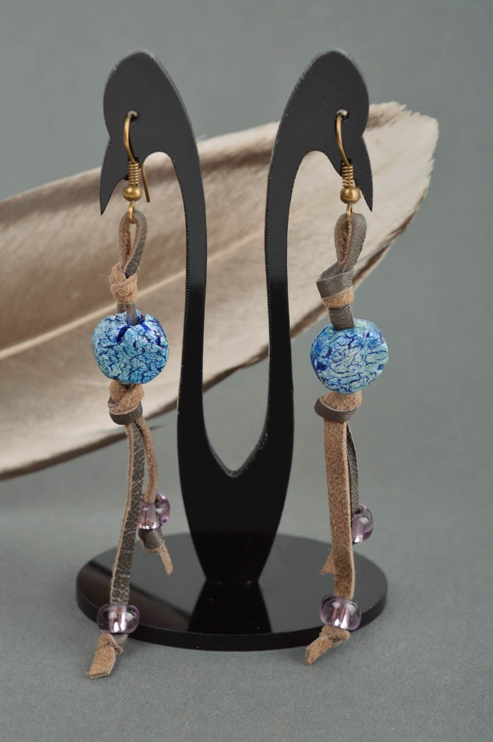 Unusual handmade plastic earrings artisan jewelry designs beautiful jewellery photo 2