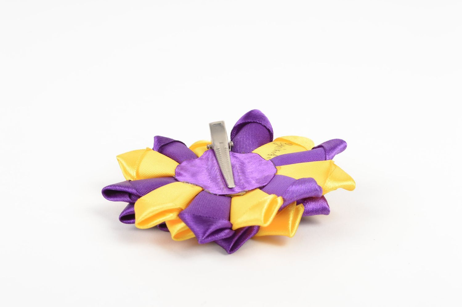 Gelb violette Blume Haarspange handgemachter Schmuck Accessoire für Mädchen foto 4