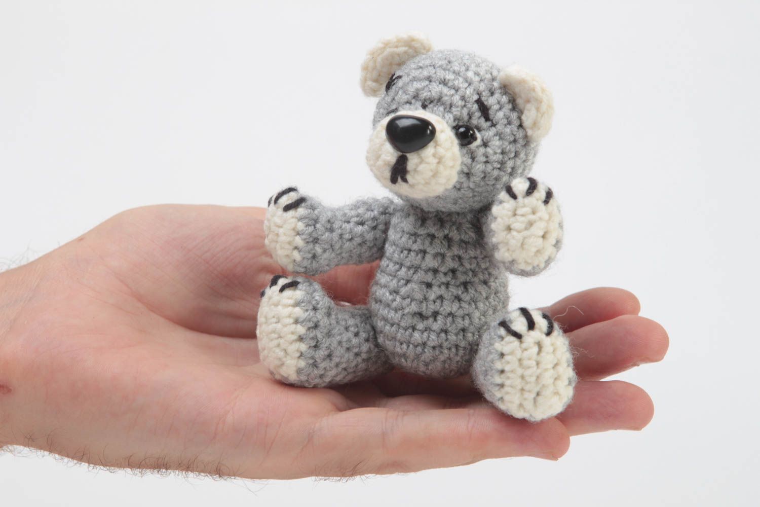Игрушка мишка вязаная игрушка ручной работы вязаная игрушка медведь серый фото 5