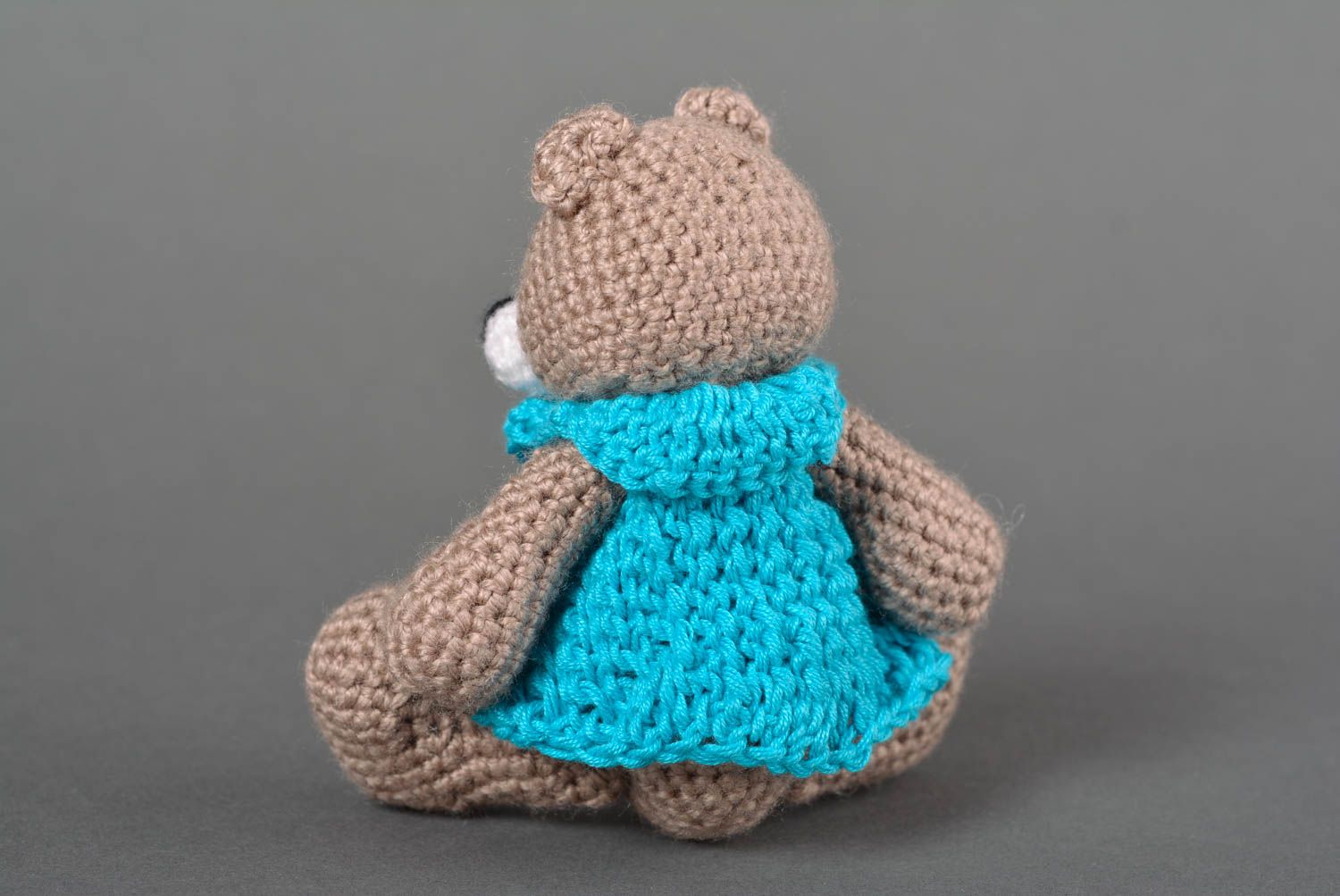 Jouet Ours tricoté fait main en fils de coton avec écharpe Cadeau pour enfant photo 5