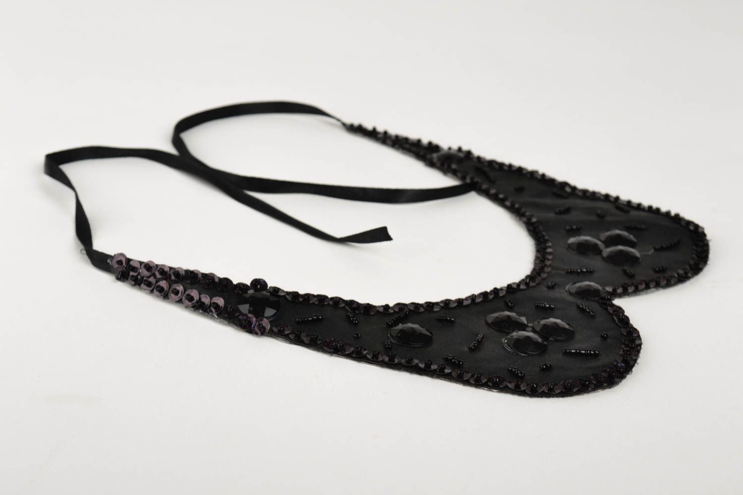 Damen Kragen handgefertigt Halsschmuck für Damen Collier Halskette in Schwarz foto 2