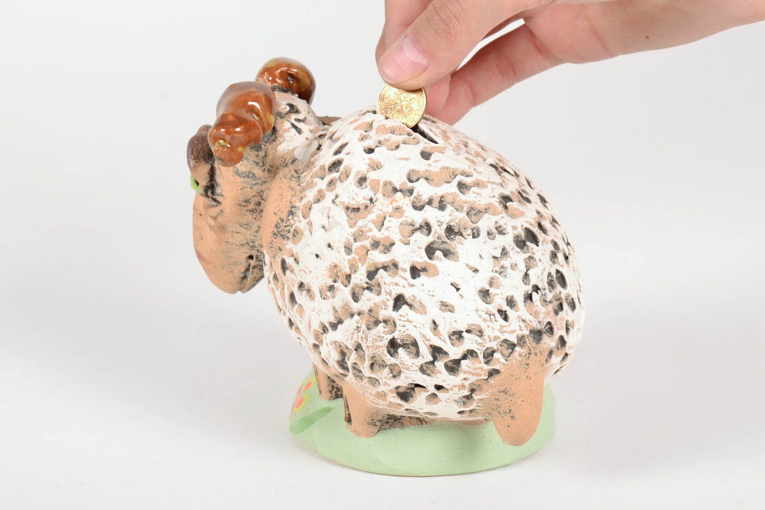 Tirelire en céramique faite à la main Mouton photo 4