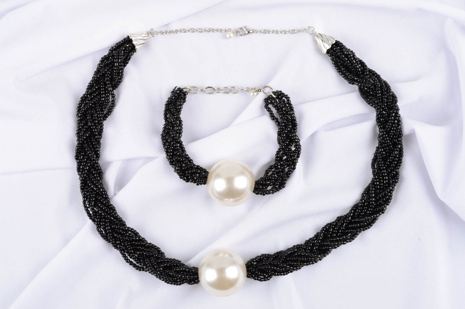 Collar y pulsera de moda con perlas bisutería artesanal regalo original  foto 1