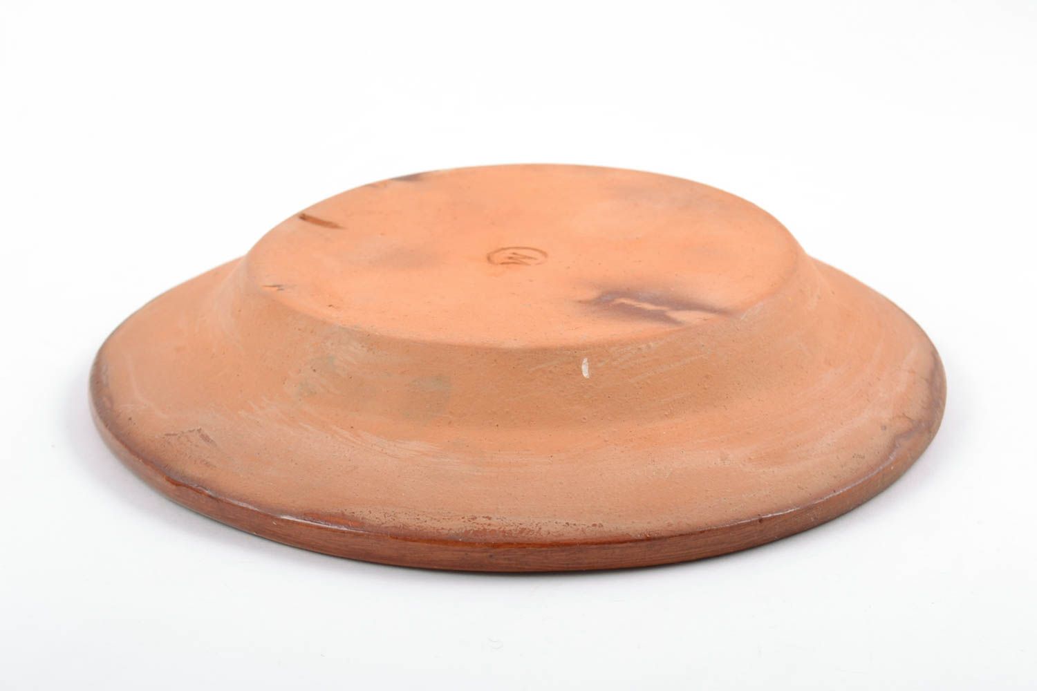 Керамическая тарелка расписанная глазурью ручной работы круглая декоративная фото 5