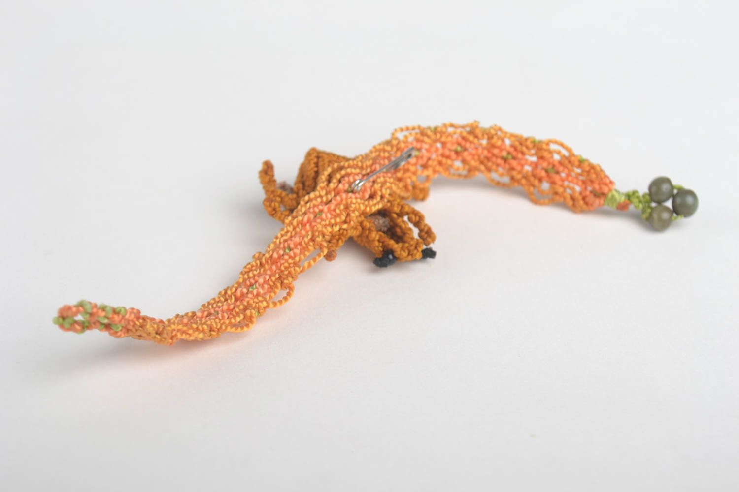 Bracelet textile Bijou fait main en fils synthétiques Broche fantaisie cadeau photo 4