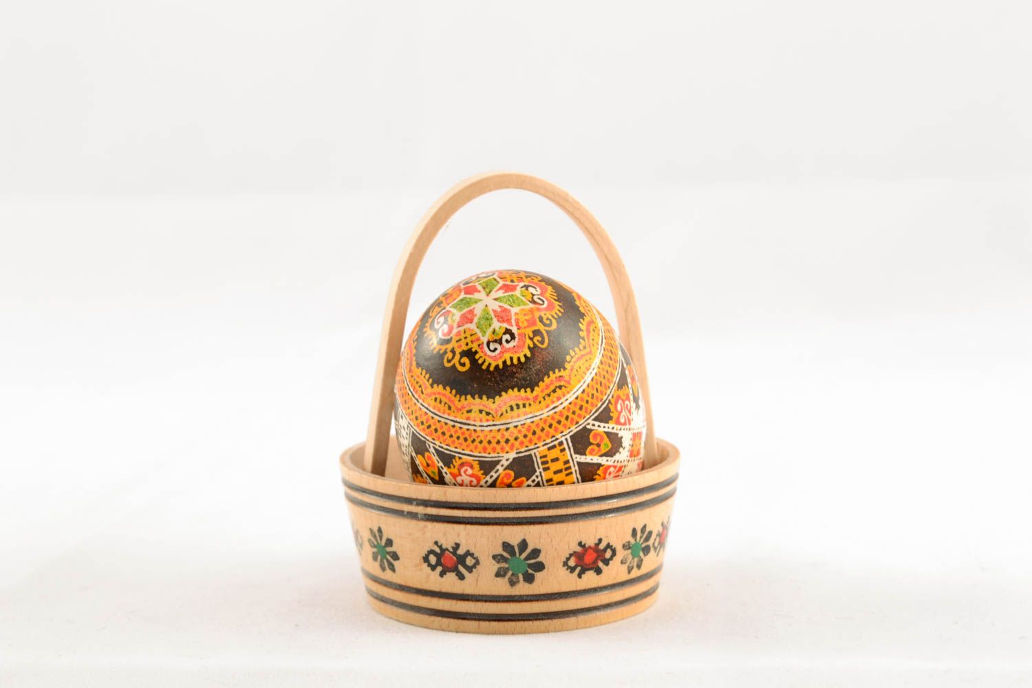 Oeuf de Pâques décoratif fait main original en panier photo 2