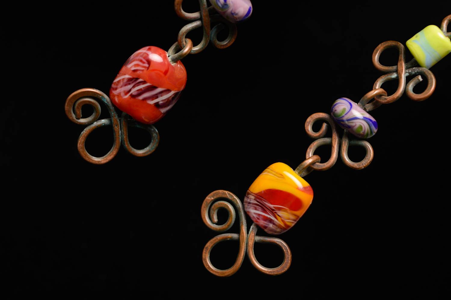 Orientalische Ohrringe aus Kupfer in in Wire Wrap und Lampwork Technik foto 5