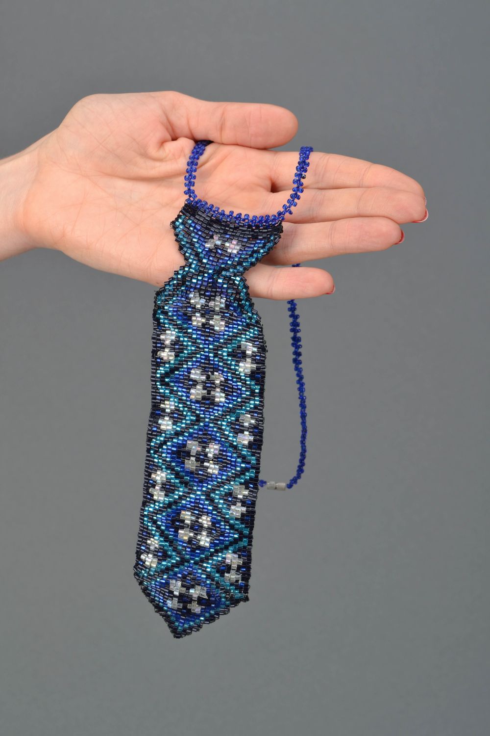 Ожерелье из бисера в виде галстука Этно фото 2