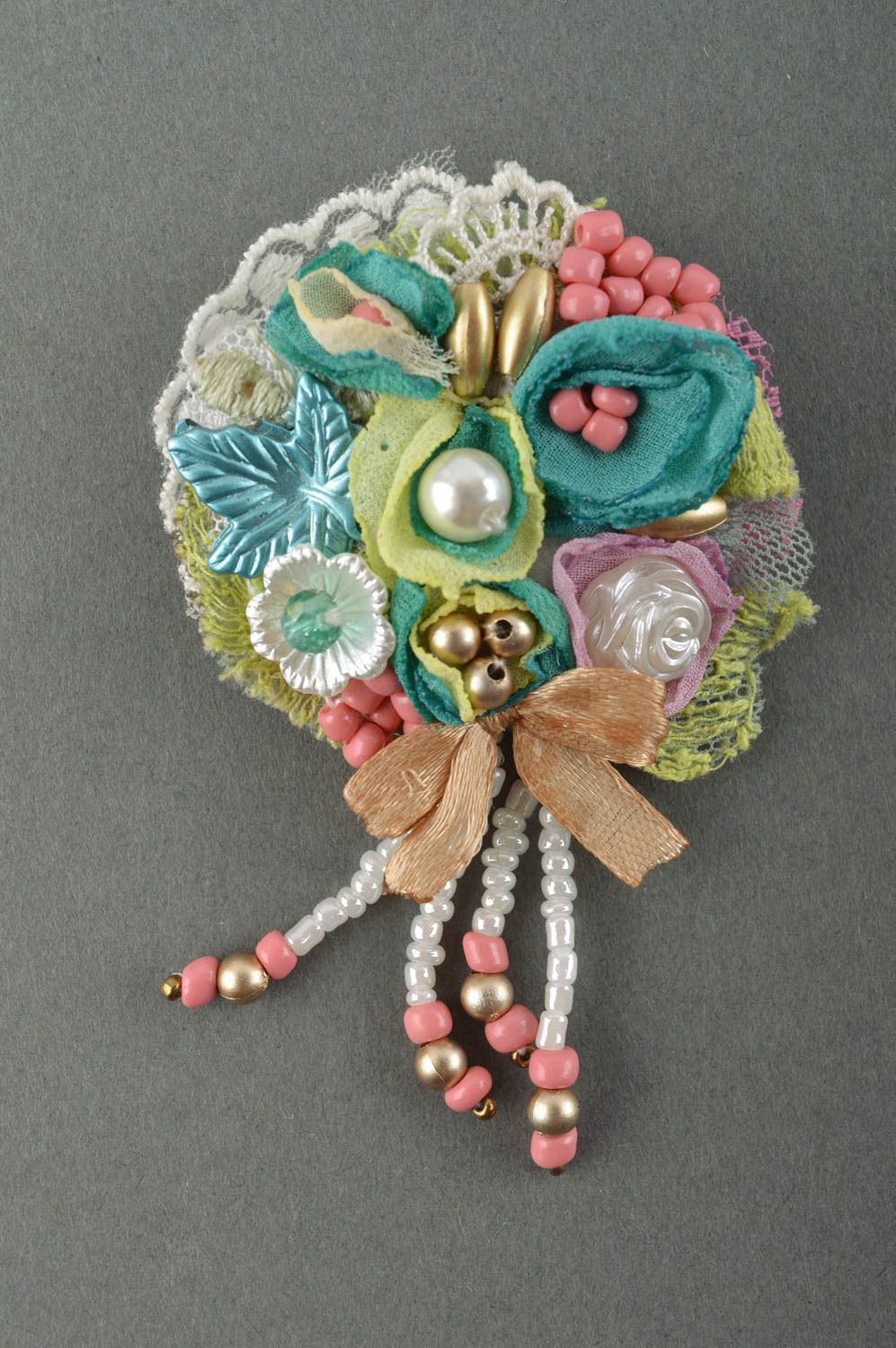 Handmade beaded brooch stylish cute designer brooch elegant accessory photo 2