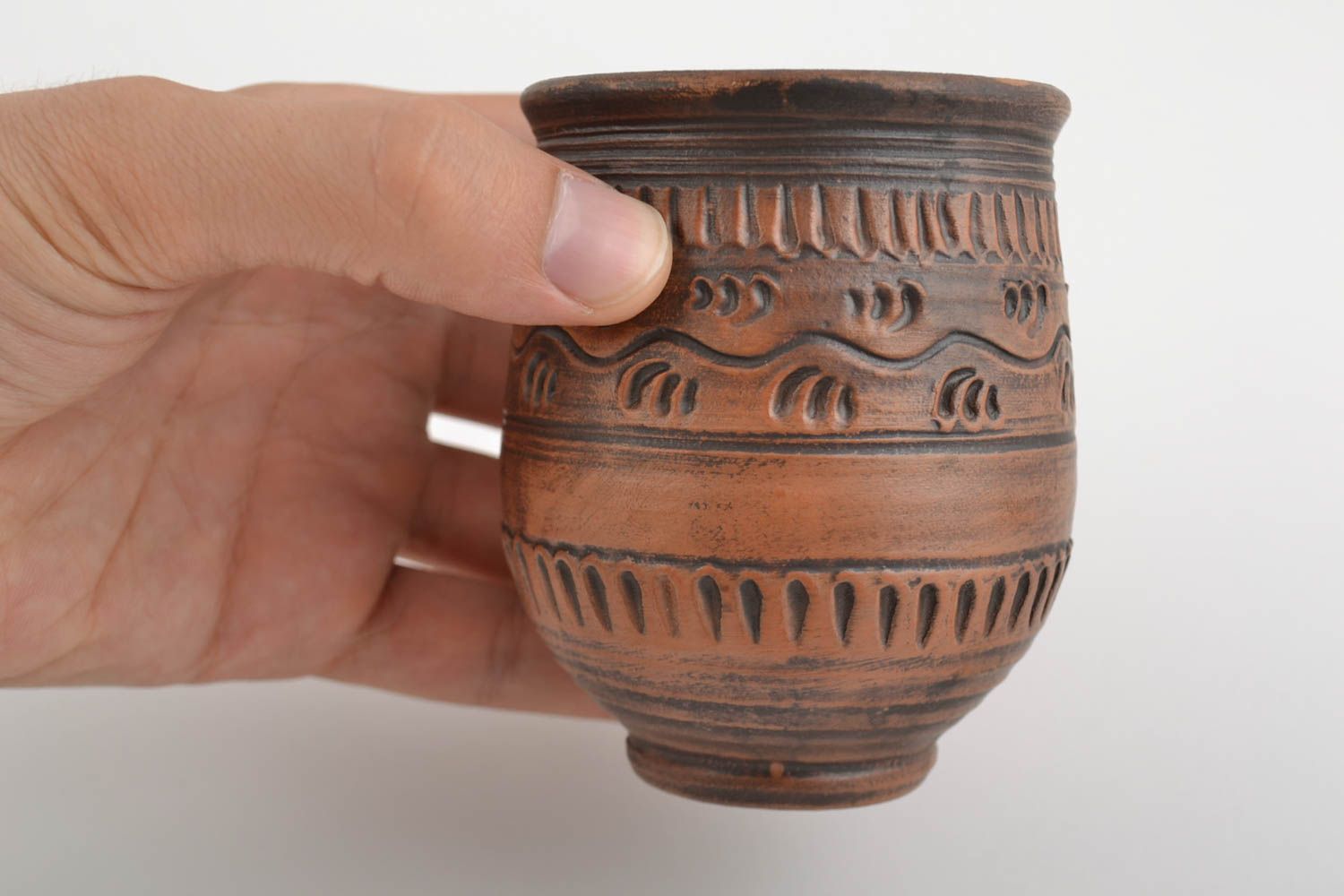 Gobelet poterie verre en terre cuite 200ml brun beau fait main photo 2