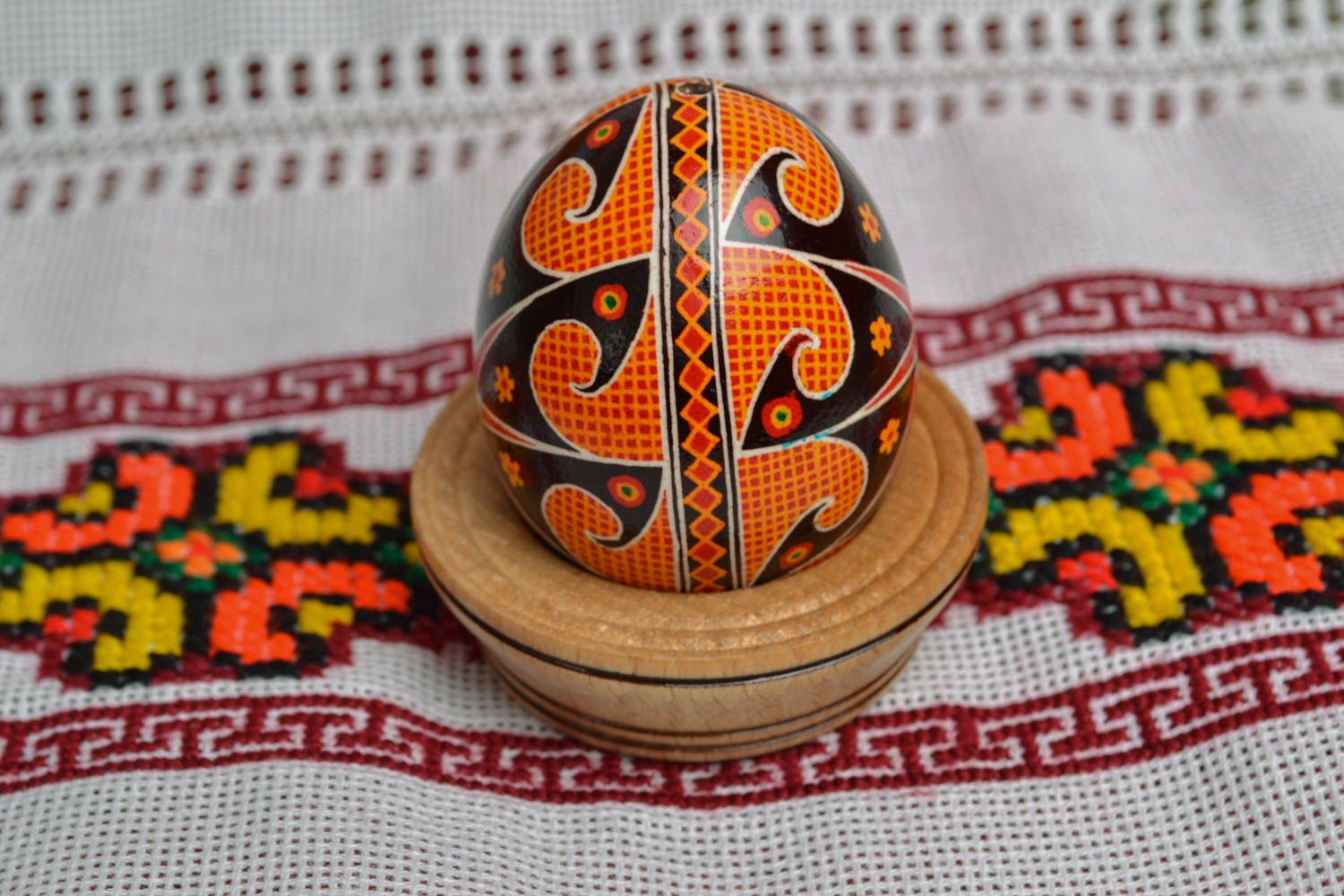 Расписное пасхальное яйцо со славянскими символами  фото 5