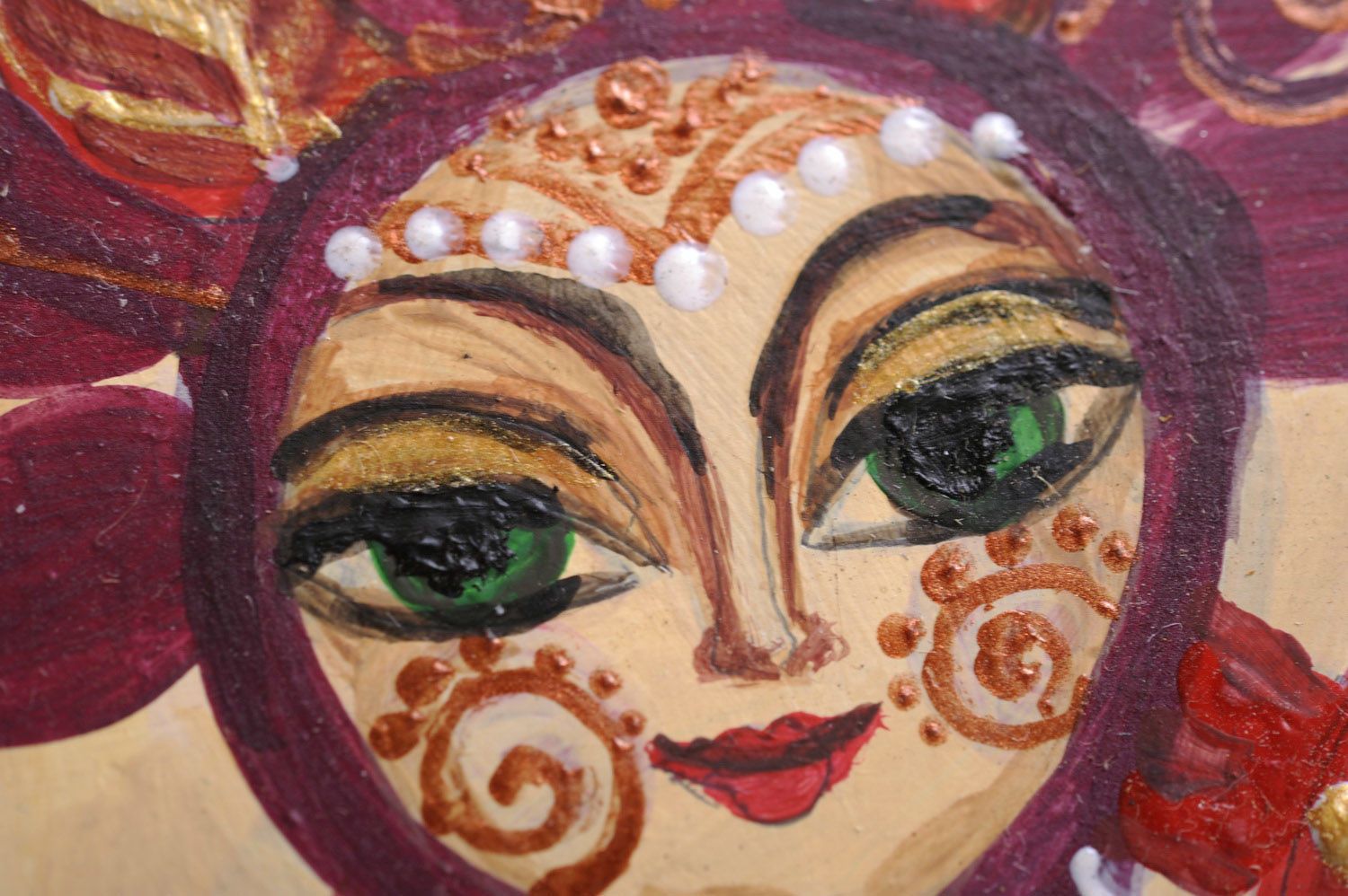 Картина расписанная акриловыми красками Гамаюн фото 3