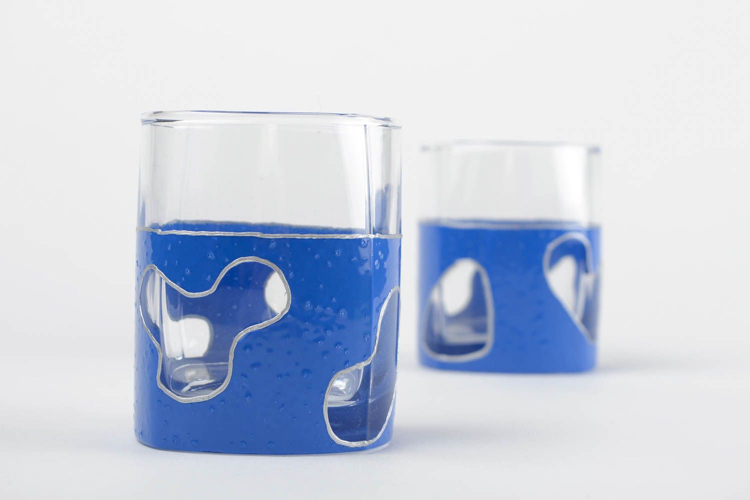 Handmade Farbige Trinkglaser In Blau Geschirr Set 2 Stuck Deko Fur Kuche