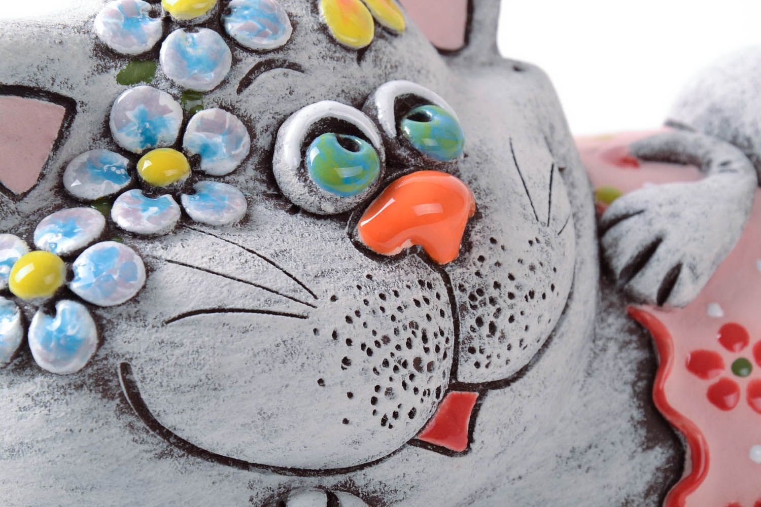 Gatto salvadanaio fatto a mano in ceramica dipinto a mano idea regalo  foto 2
