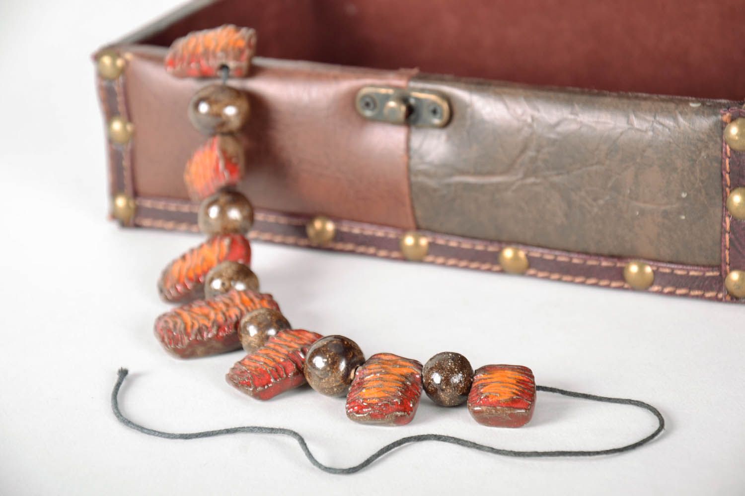 Handmade ceramic bead necklace photo 1