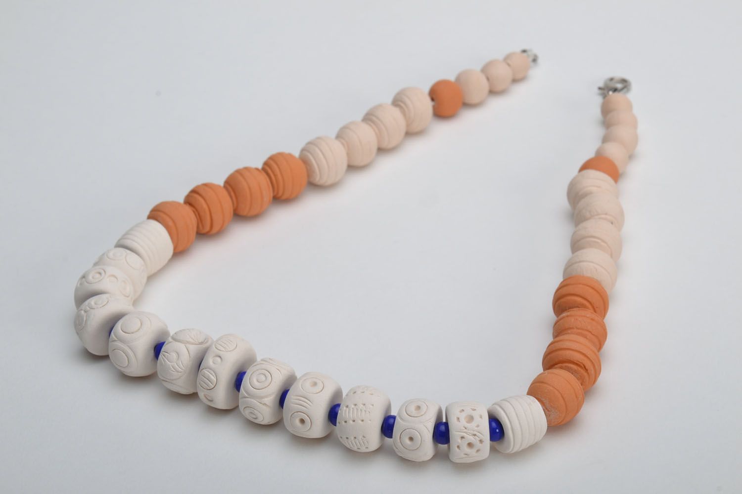 Ethnic clay bead necklace photo 4