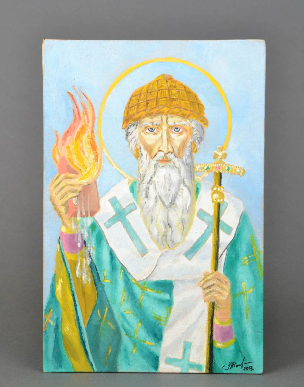 Homemade oil painting Saint Spyridon photo 1