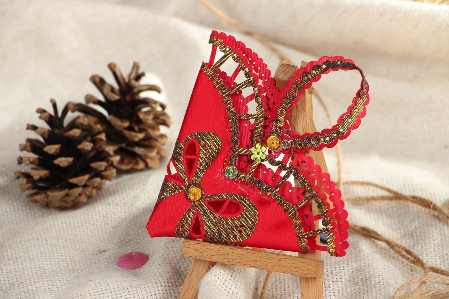 Brinquedo para rebuçados para árvore de Natal artesanal de tecido foto 5