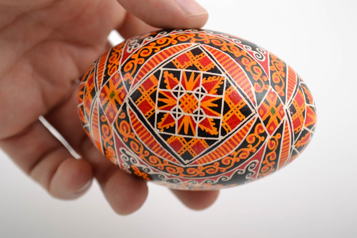 Traditional Easter egg painted with acrylics handmade goose egg family present photo 2