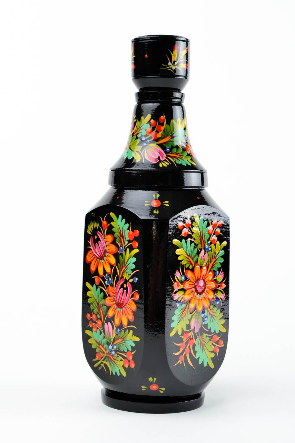 Handmade wooden bottle stylish painted bottle unusual ethnic kitchen ware photo 5