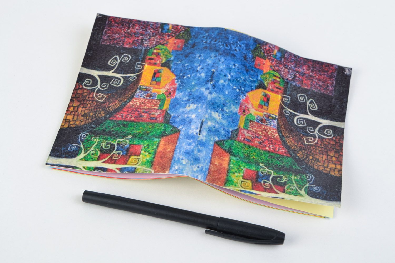 Handmade notebook with colorful designer painting on cover for 48 pages photo 4