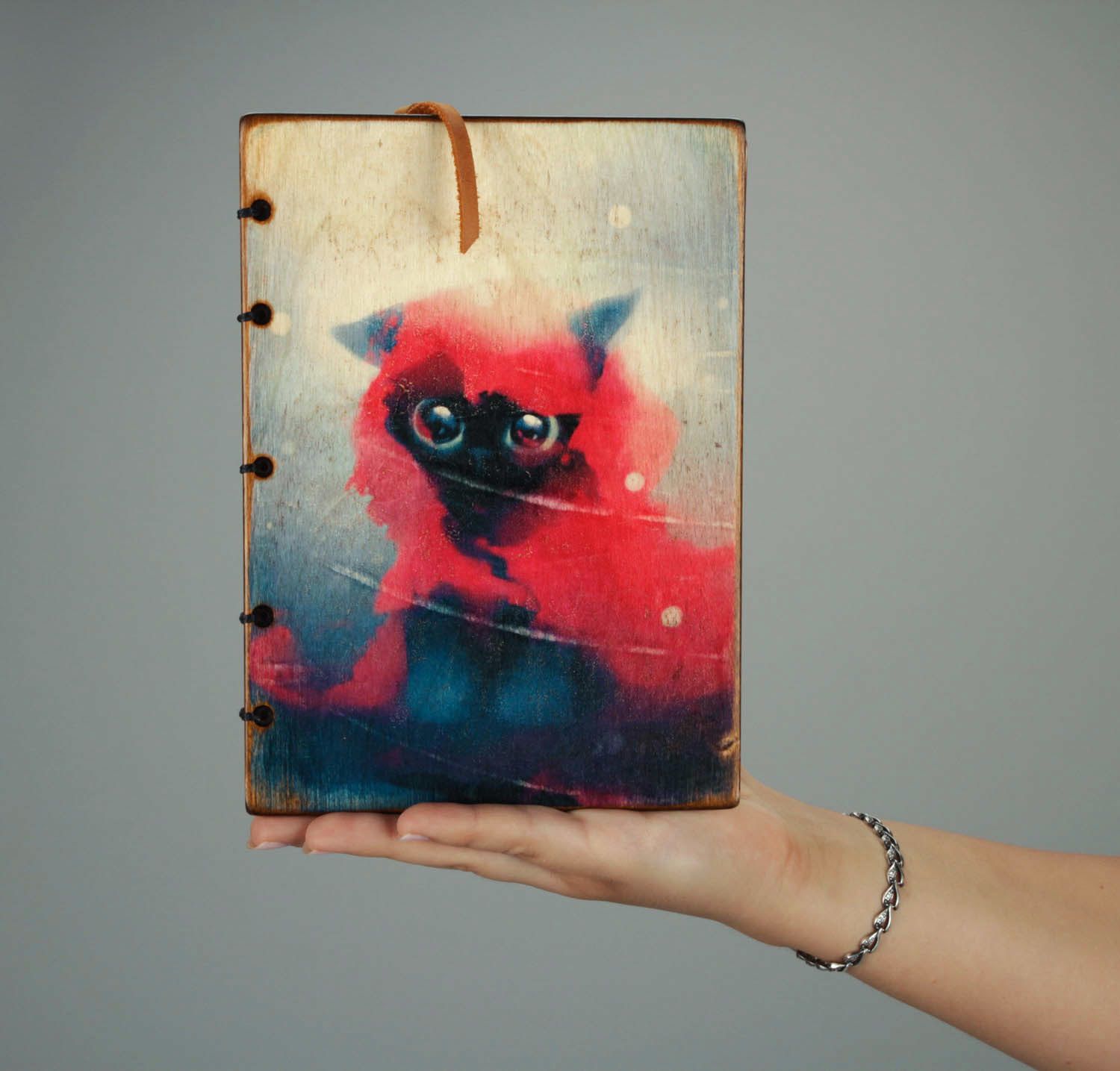 Leather notebook Cat Red Hat photo 5