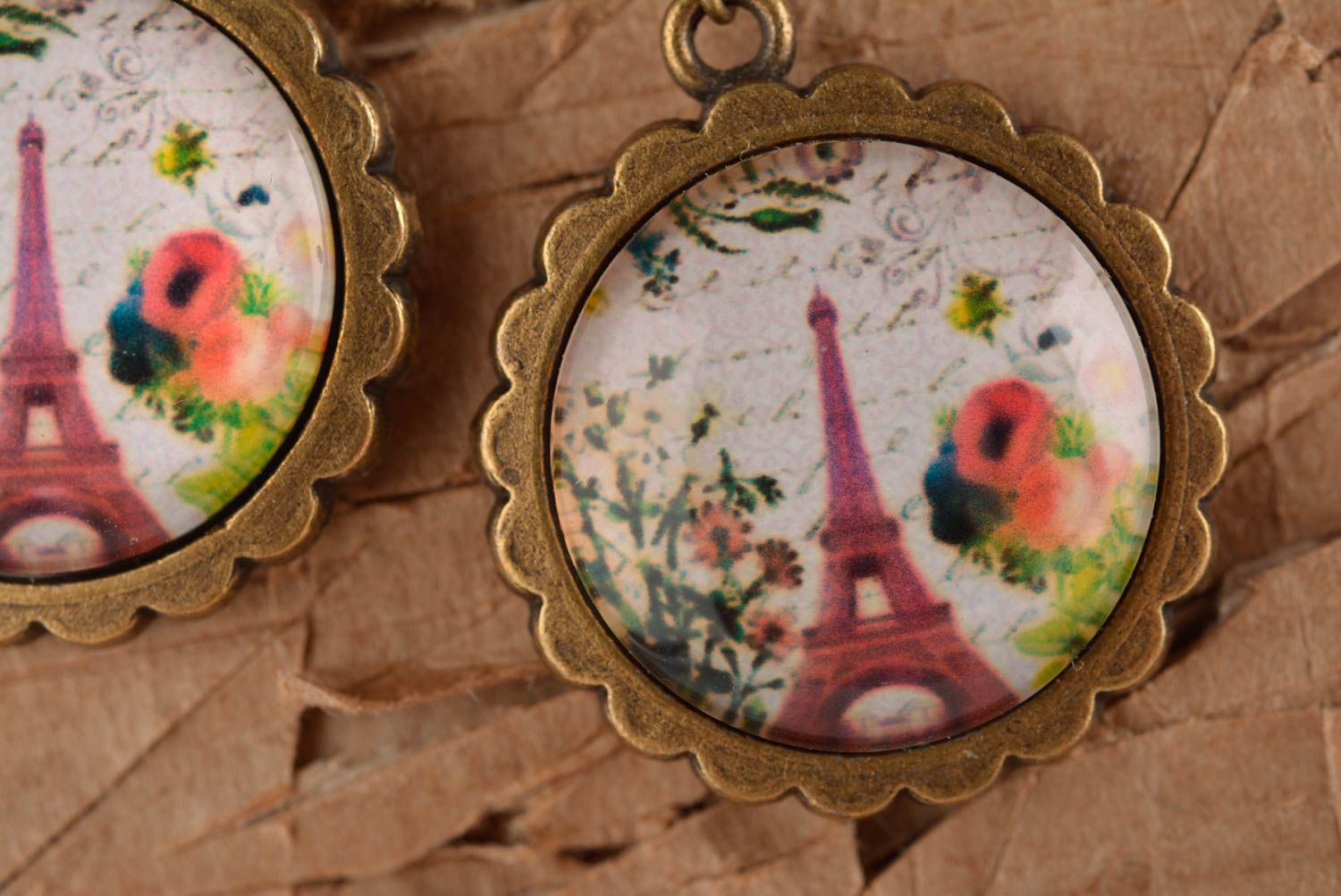 Серьги ручной работы серьги из металла элитная бижутерия круглые Париж фото 2