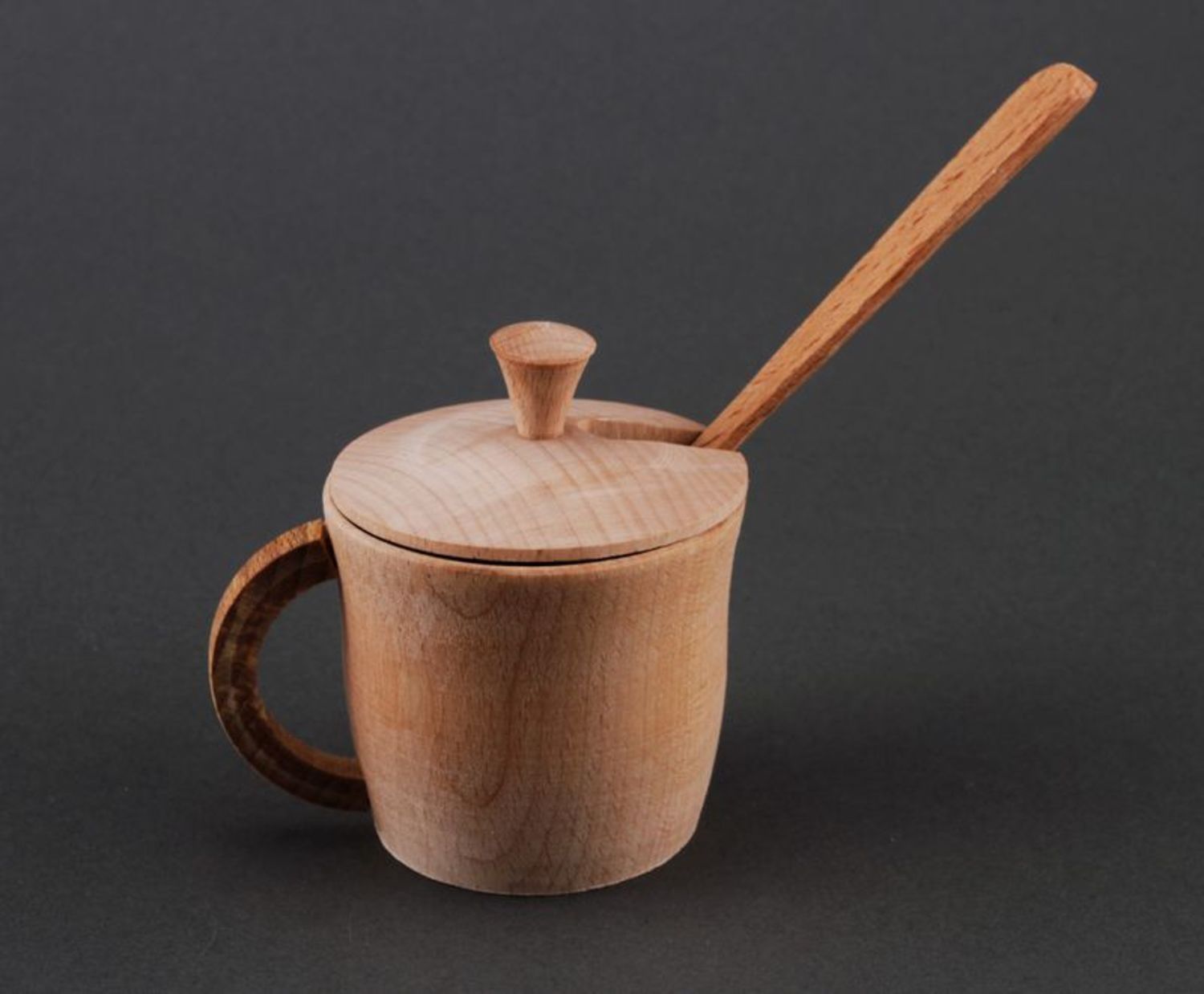 Деревянная чашечка-солонка с ложкой фото 1