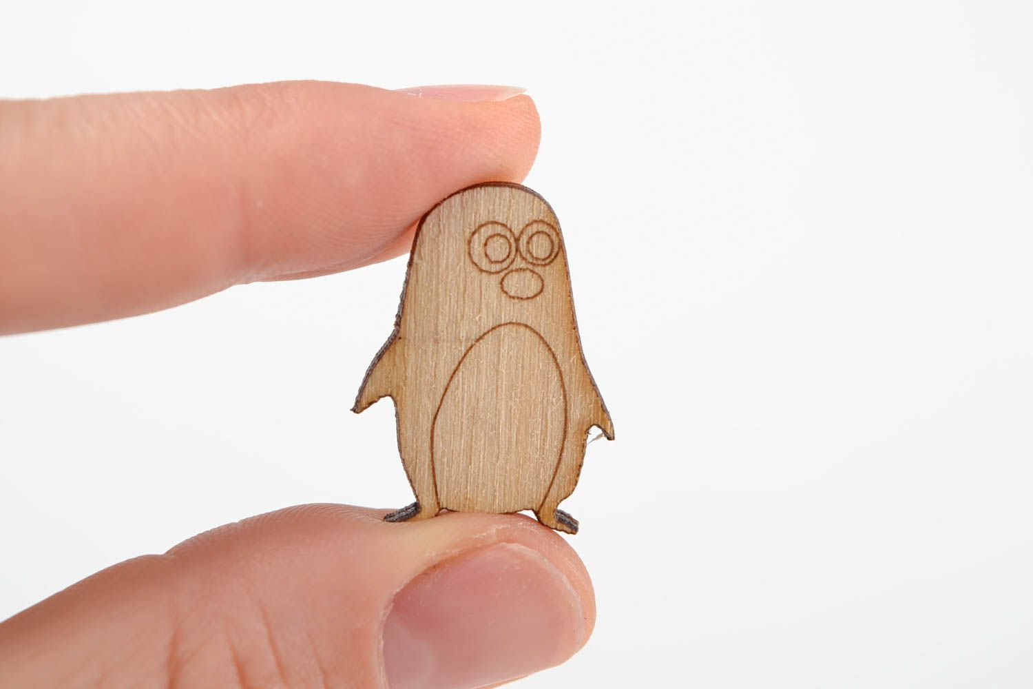 Handgemachte Miniatur Figur kleine Figur zum Bemalen Holz Rohling Pinguin  foto 2