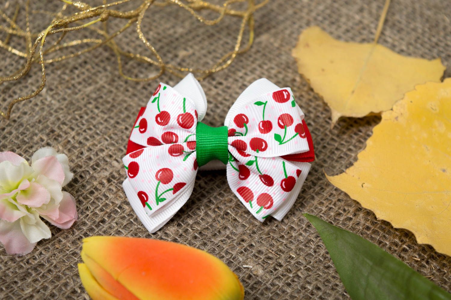 Handmade hair jewelry bow hair tie ribbon bows cute bows for hair gifts for girl photo 1