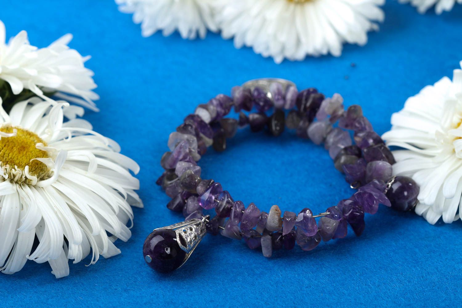 Amethyst bracelet woven designer bracelet fashion jewelry with natural stones photo 1