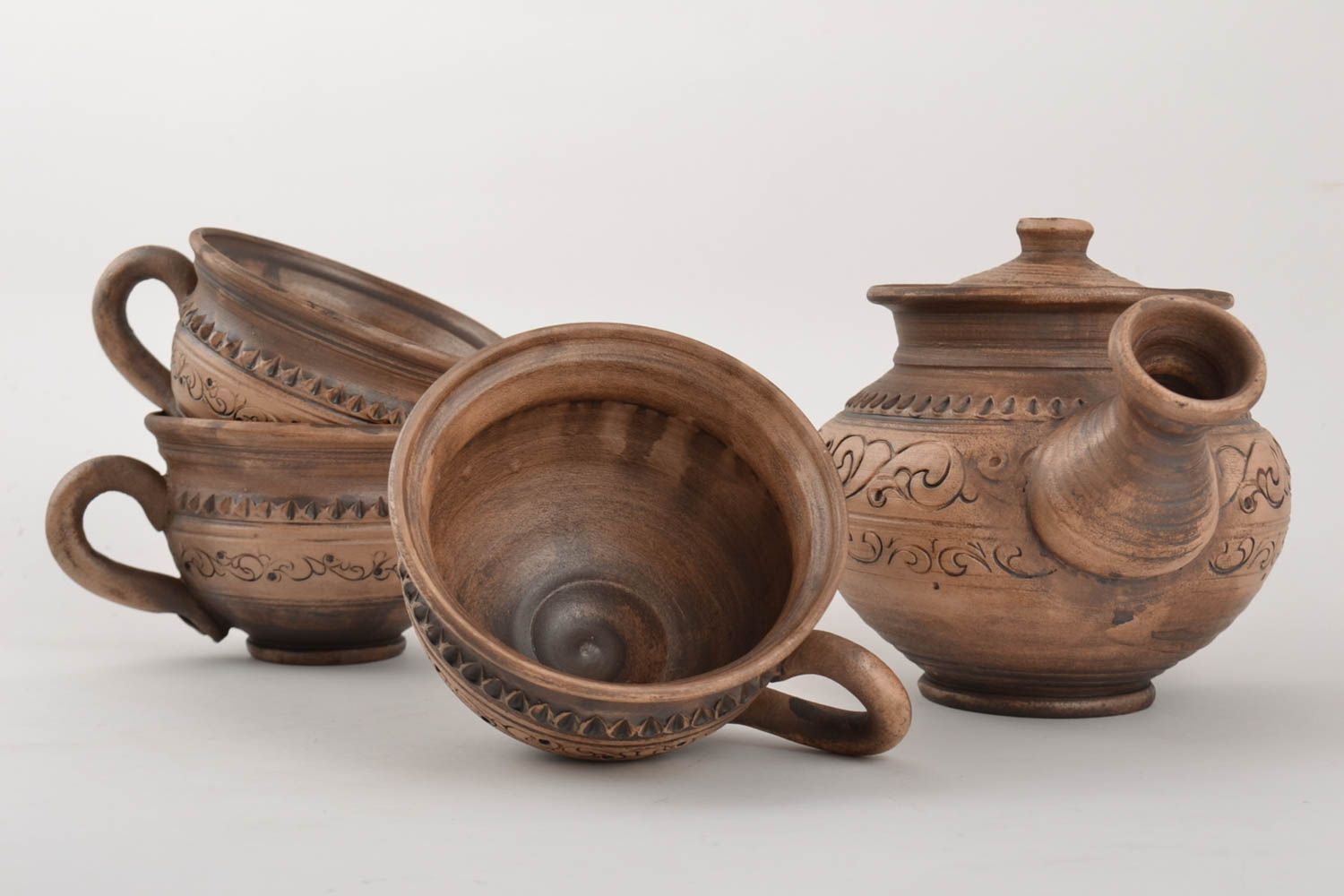 Handmade Keramik Geschirr Set Tassen und Teekanne 250 und 500 ml 3 Stück schön foto 2