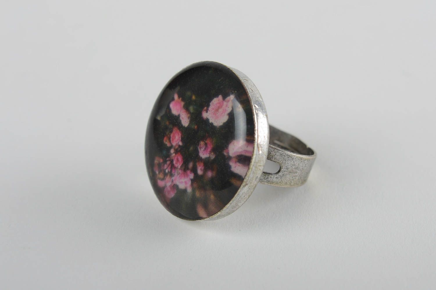 Кольцо ручной работы кольцо из металла винтажное кольцо с эпоксидной смолой фото 2