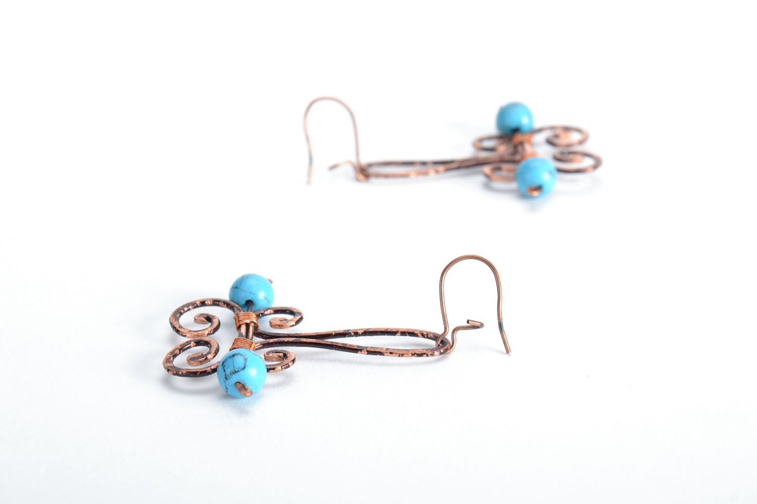 Long copper earrings photo 3