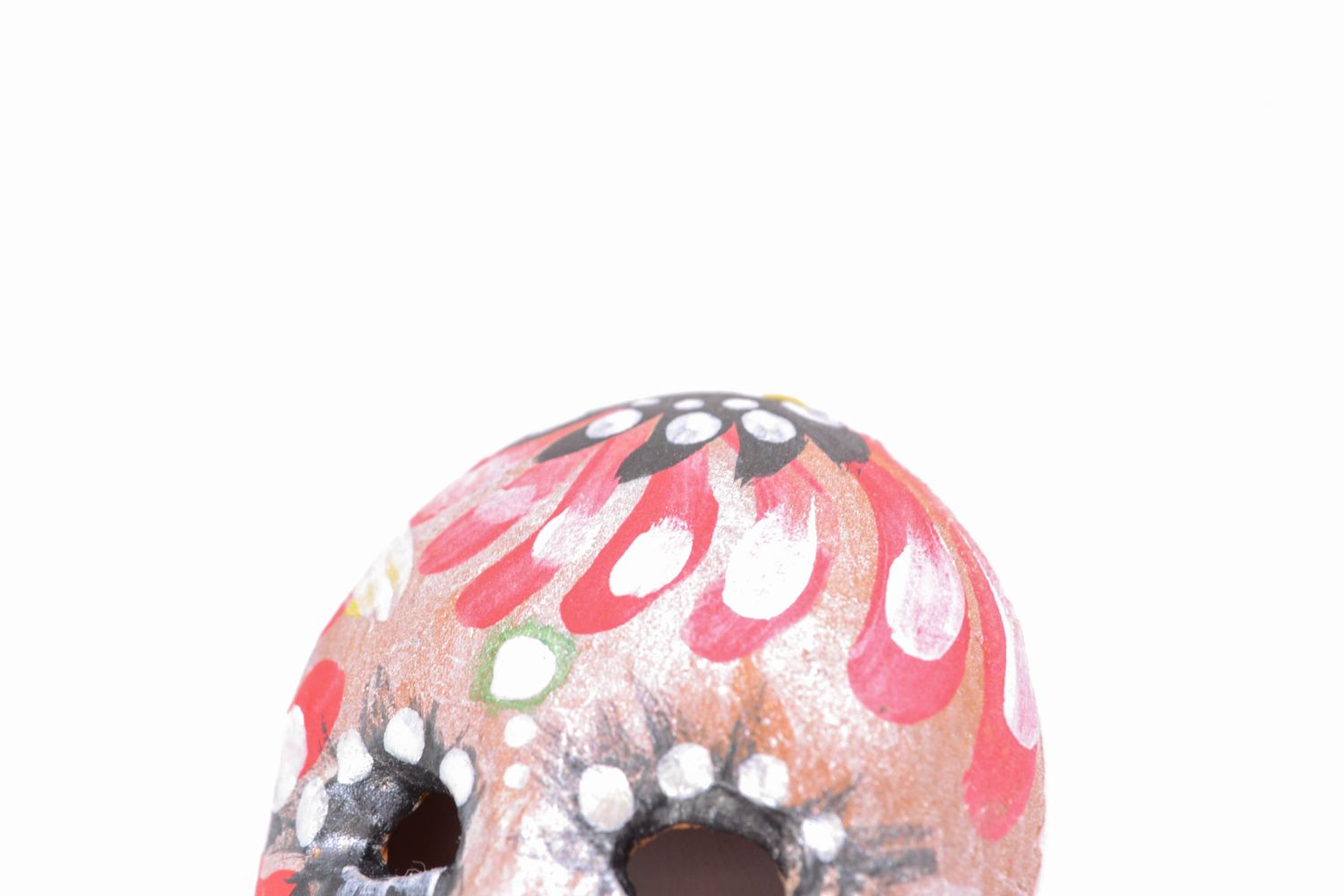 Masque de carnaval miniature peint en argile rouge fait main photo 3