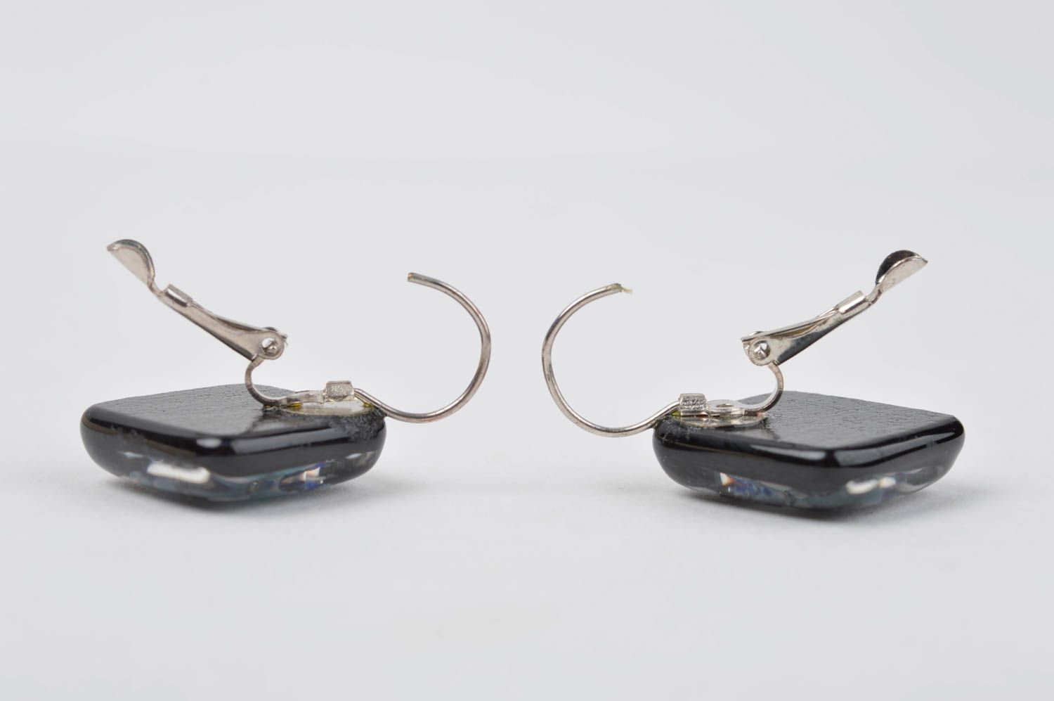 Handmade Designer Schmuck schwarze Glas Ohrringe Accessoire für Frauen Lampwork foto 3