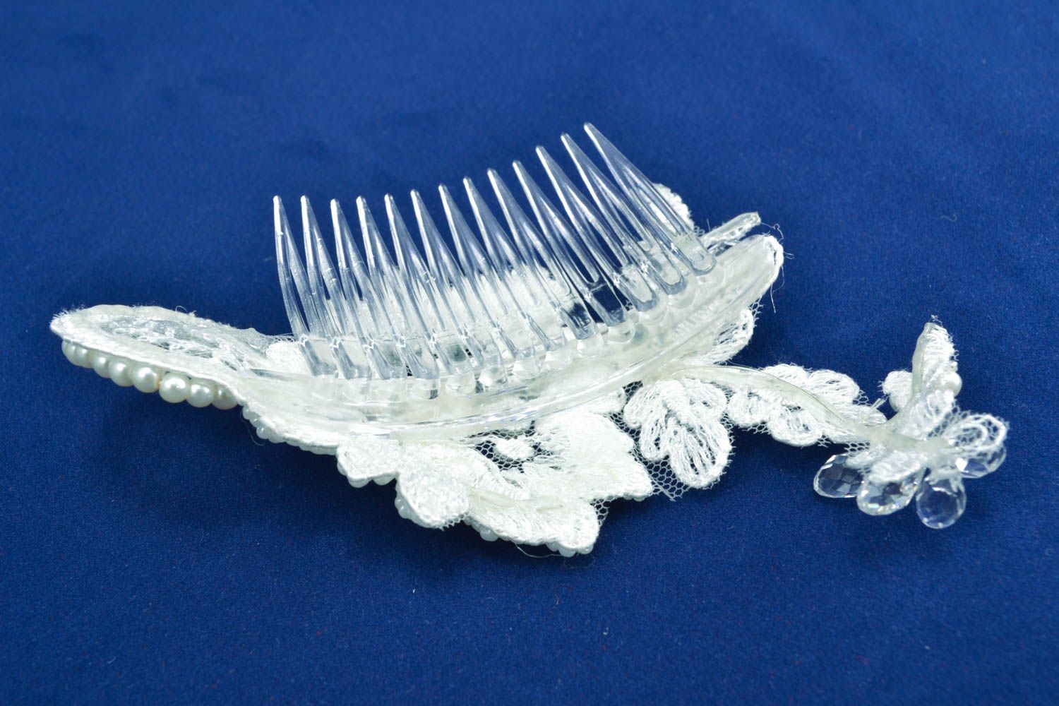 Hair comb with pearl and strasses photo 2