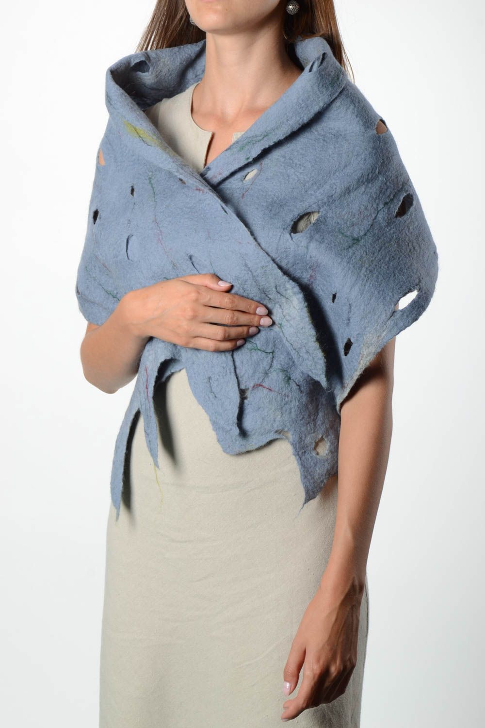 Blue beautiful scarf handmade stylish shawl female accessory elegant scarf photo 1