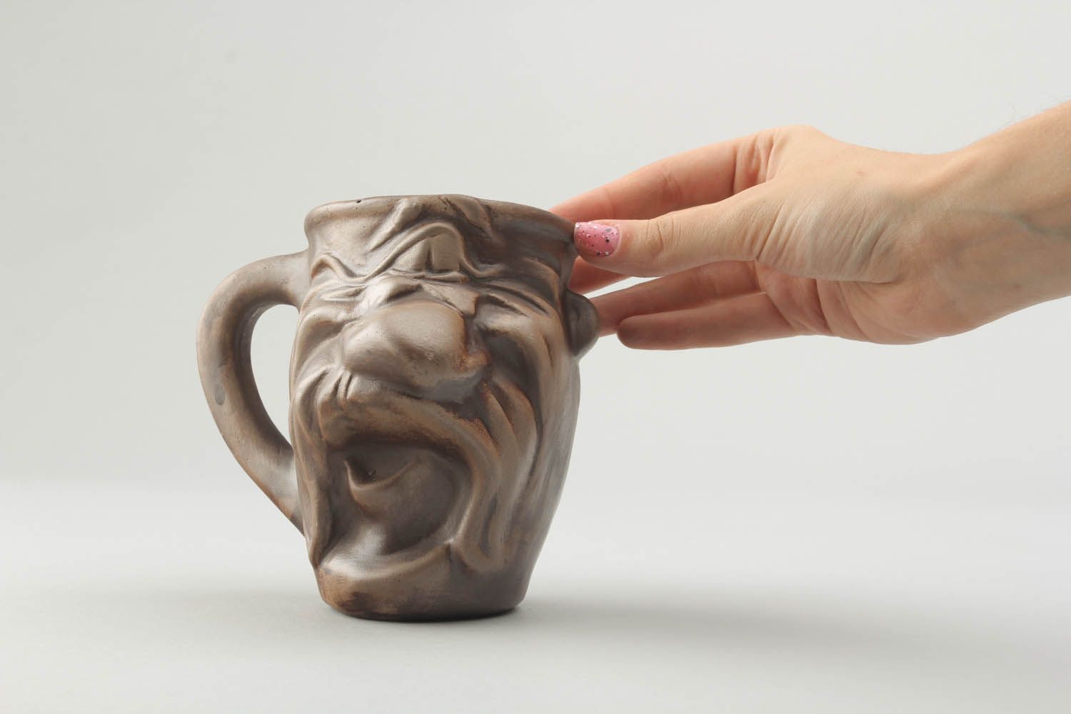Clay cup for coffee in the shape of an old man with handle 0,72 lb photo 5
